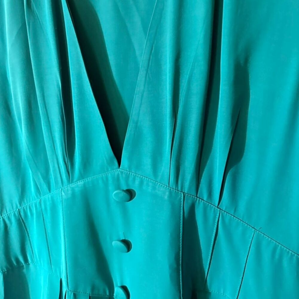 Vintage 90s Nina Piccalino Teal Midi Dress | Wedding Guest Bridesmaid - Picture 8 of 9